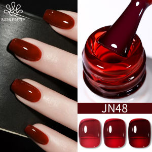 BORN PRETTY 10ml Transparent Jelly Nude Gel Nail Polish Sheer Glitter Crystal Varnis Semi Permanent for Nail Art DIY at Home