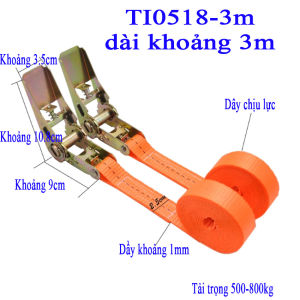 Dây Chằng Hàng Tăng Đơ Bản 25mm Dài 2 - 5m tải trọng 500-800kg TI0518