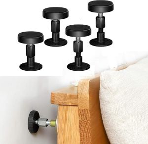 Adjustable Threaded Bed Frame Anti-Shake Tool Headboard Stoppers Bedside Anti Shake Tool for Beds Cabinets Sofas 4PCs 30-68mm (Black)