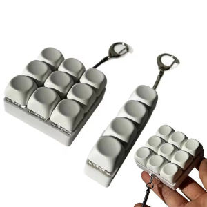 Minwen Keychain With Keyboard To Relieve Stress 4 9 Button Toy Relaxing And Quiet Mechanical Keyboard Easy To Remove Readjust