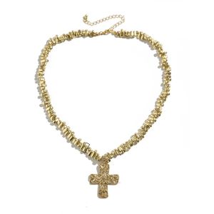 CIEGGG Creative Cross Pendant Choker Trendy Irregular Collarbone Chain Alien Bead Necklace Hip-hop CCB Beads Chain Men