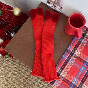 REEBO Solid Color Jk Leg Warmers Harajuku Lolita Red Leg Socks Casual Nylon Knitted Leg Cover Girls