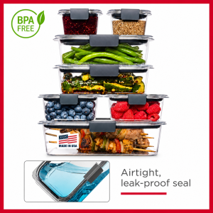 Rubbermaid Brilliance 14pc Airtight Food Container Set | Meal Prep Lunchbox BPA Free