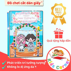 Đồ chơi cho bé búp bê giấy Tocaboca Happy Wedding Day Sticker bóc dán dễ thương cho bé
