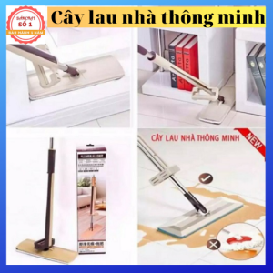 Cây Lau Nhà Tự Vắt thông minh có thể nghiêng 180 độ - xoay vòng 360 độ đầu lau sợi bông tĩnh điện nano Thiết Kế Tự Vắt Không Làm Bẩn Tay Chất Liệu Nhựa ABS