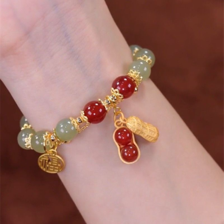 Good Peanut Blessing Double Lap Wear Jade Bracelet Design Feeling Light