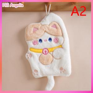 [Hill Angelia] Cute Cat Hand Towels Quick Drying Kitchen Cleaning Rag Coral Velvet Cartoon Animal Absorbent Hanging Bathroom Towel Supplies