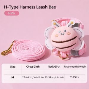 FLYING Cartoon Bee Cat Harness Portable Breast Back Harness Pet Collar Pet Supplies Adjustable Dog Harness Pet Walking