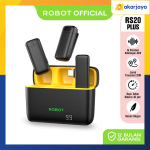 ROBOT RS20 Plus Microphone Wireless with Charging case LED Display 48H Battery Life 1 to 2 Clip And Transmission up to 20M