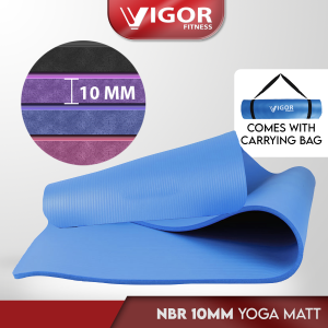 NBR Yoga Mat 10MM Anti Slip High Rebound Thick Mat (Free Strap)