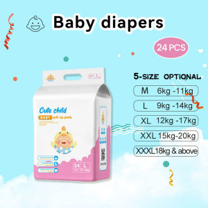 24 Pcs Cute Child Diapers Pants Pull-up High Quality All Size Large Size Medium M L XL XXL XXXL
