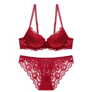 WNV55 Lưới Áo ngực hoa ren Eo thấp Nơ Bộ đồ lót Thoải mái Đồ lót Bộ đồ lót không đường may Phụ nữ