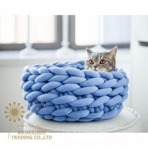 [Bồ công anh] bông đan giỏ ấm dệt Ổ mèo ấm cuddler ấm cúng cho Chó & Mèo bedfurniturehouse