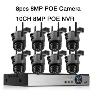 OVERSCAM POE NVR 4K Upper and Lower Eye Dome + 10CH NVR｜8MP Dual Lens Tracking + Human Detection｜Waterproof and Vandal-proof｜Mobile Phone Remote｜Plug & Play