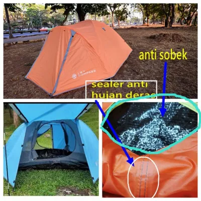 Tenda gunung compass kapasitas 4 orang double layer rangka frame fiber - outdoor tent piknik hiking