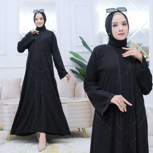 Gamis Abaya Turkey Dress Turki Baju Muslim Wanita Arab Dubai Ries Diamond Black Busui Dewasa Warna Hitam Jetblack Bordir Terbaru 2022 Viral Kekinian Simple Elegan Mewah YM deFashion