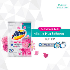 Attack Plus Softener Deterjen Bubuk Semua Jenis Mesin Cuci 1200gr- Sabun Cuci Pakaian Powder 8 Hi Tech in 1 Ekstra Pelembut Nyaman Dipakai