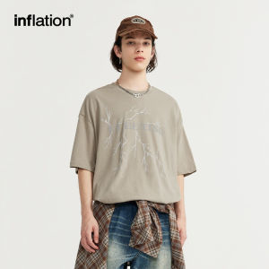 Lạm phát thương hiệu người đàn ông của thanh niên sét phản chiếu áo phông in hình 2024 mùa xuân/Mùa Hè Sản phẩm mới hợp thời trang thương hiệu đường phố cá tính quần soóc rộng tay áo