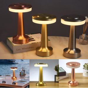 Vintage Bar Table Lamp Touch Sensor Rechargeable Dumbbell Desk Lamp Night Light For Home Bar Hotel Office Decor