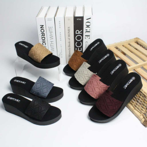 Sandal Wedges Wanita Dewasa Selop Rajut Import Motif Wb 145 Terbaru