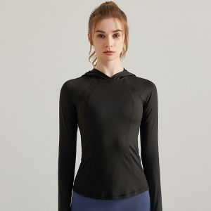 Baju Atasan Wanita Olahraga Hoodie Jaket Sport Hitam Lengan Panjang Jumbo Ukuran Import