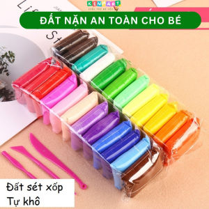 Đất nặn an toàn cho bé 24 màu đất sét tự khô nhật không dính tay dễ dàng tạo hình