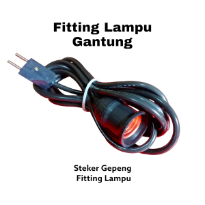 Fitting Lampu Gantung + Kabel Hitam 5 Meter + Steker
