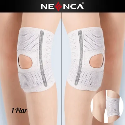 NEENCA 1 Pair (Right & Left) Bandage Knee Pads with 4 Side Stabilizers for Meniscal Tear Knee Pain ACL MCL Arthritis Injuries Recovery Breathable Knee Support