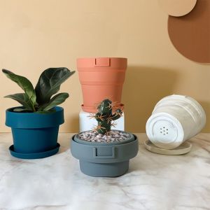 WENTIVV Anti Drop Silicone Folding Flower Pot Non-slip Wear-resistant Succulent Flowerpot Durable Waterproof Planter Pot For Indoor Outdoor Plant
