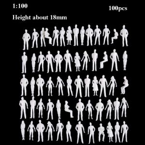 INNEED 10/100pcs 1:75/1:50/1:42/1:30/1:25 Scale Miniature Simulation Figures Model 1:300/1:200/1:100/1:150 Plastic Building People Figures High Quality White Color Passengers Train Scenery