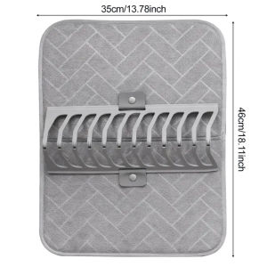 Kitchen Countertop Absorbent Pad Stackable Dish Drying Mat Rack Multi Functional Folding Drain Pad