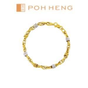 Poh Heng Jewellery 22K Interlink Belcher Bracelet in Yellow White Gold[Price By Weight]
