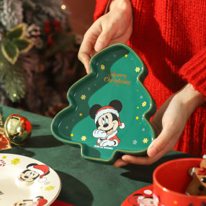 Cute Disney Mickey Christmas Bowls And Plates Ceramic Bowls Tableware Dining Bowl Limited Shape Plate Cutlery Set Christmas Gift2026