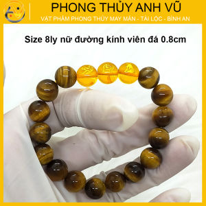 Vòng tay đá mắt hổ vàng nâu dần ngọ tuất - Vòng tay tam hợp quý nhân dần ngọ tuất - Size 8 10 12ly cho nam nữ - May mắn tài lộc bình an