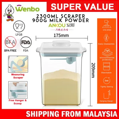 WENBO 2300ml Rectangle Ankou Baby Milk Powder Push-type Sealed Jar With Scraper Food Storage Jar Food Container 2300ml方形安扣婴儿奶粉按压式密封罐子带刮刀食物储存罐 2300ml Segi Empat Ankou Susu Bayi Serbuk Jenis Tolak Balang Tertutup Balang Dengan Pengikis Penyimpanan makanan