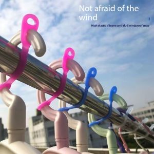 60Pcs Balcony Clothes Hanger Windproof Buckle Outdoor Clothes Rod Anti-slip Fixed Artifact Silicone Clothes Hanger Clothes Rack Anti-falling