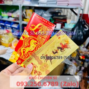 [HÓT]  COMBO 10 - Tờ Tiền Macao 100 Hình Con Ngựa Mạ Plastics Vàng - Quà tặng ý nghĩa Tết Bính Ngọ  PASA