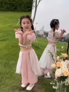 【Ship in 24H】Girls Ethnic Performance Chinese New Hanfu Super Fairy Princess Set Childrens Exotic Two-Piece Outfit Child Traditional Chinese Hanfu Dress Set Kids Girl