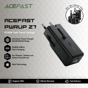 ACEFAST PWRup Z7 Universal Travel Mini Gan Charger Adaptor Multifungsi PD 30W Single USB-C PPS Super Fast Charging Potable Travel Charger Acefast