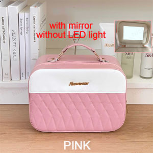 กล่องเครื่องสำอางมีไฟ LED กล่องใส่กระเป๋าที่เก็บอุปกรณ์การแต่งหน้ากล่องพกพากล่องเก็บเครื่องสำอางแบบมือถือกันน้ำสำหรับการเดินทางเครื่องมือความงาม PU