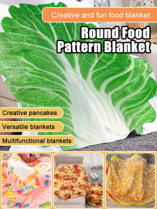 [Cabbage blanket] Round food pattern blanket Round flatbread food blanket HD digital printing Flannel blanket Indian flying flatbread blanket Pancake blanket