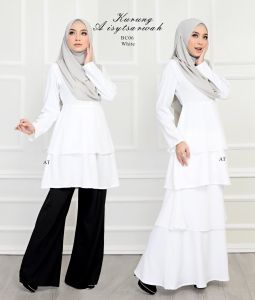 (MOM ONLY) Kurung Sedondon Aisy Layer 2in1 Muslimah Labuh Nursing Blouse (DEWASA) | KURUNG BLOUSE LAYER - COMO CREPE + CHIFFON Material - Mix & Match Options - 7 Colors - Nursing Friendly Zip
