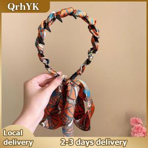 QrhYK Ribbon Comb Headband Vintage Wave Headband With Floral Ribbon & Comb - Reversible High Crown Effect Hairband