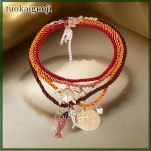 tuokaiguoji 4 cái bộ đại dương yếu tố biển rùa cá hình Mặt dây chuyền dây chuyền cho phụ nữ thời trang kỳ nghỉ bên đồ trang sức quà tặng