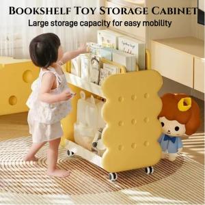 Creative Cheese Yellow Childrens Bookshelf Living Room Toy Storage Cabinet Double-layer Picture Book Reading Book Storage