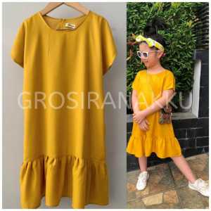 Daster Rayon Anak Polos Junior Warna Kunyit Size 2-10thn