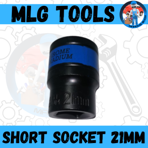 Mlg Tools Short Socket 21Mm 1/2 Drive Solo Black And Blue 6 Points High Quality Ratchet Accessories