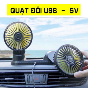 Quạt Đôi Ô Tô Mini 12V - 24V Siêu Mát Xoay 360 Tiện Ích Trên Ô Tô Xe Hơi Cao Cấp - Sử Dụng Tiện Lợi Bằng Tẩu Điện 12V – USB 5V Cắm Trên Xe