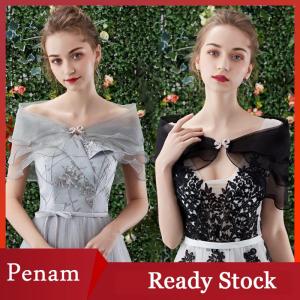 [PAM] Phụ nữ buổi tối Bên Nhún Vai Màu rắn Shawl DRESS Cover up Vai CAPE cho đám cưới bên nhẹ vai che up