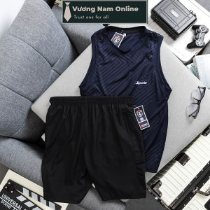 Bộ tanktop thể thao nam mặc nhà mùa hè ba lỗ vải mát lạnh dập vân VNO101